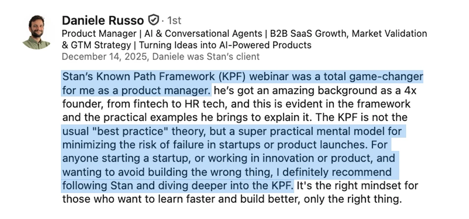 LinkedIn recommendation from Daniele Russo