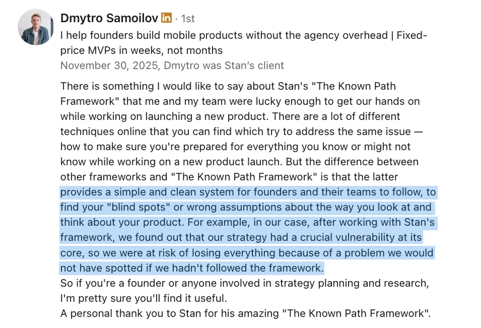 LinkedIn recommendation from Dmytro Samoilov