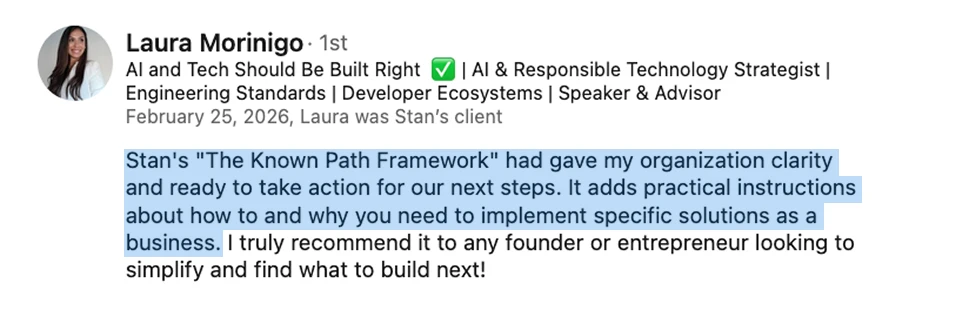 LinkedIn recommendation from Laura Morinigo